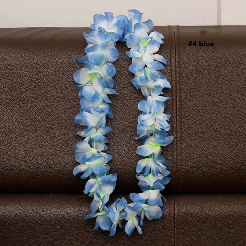 1 st hawaiianska konstgjorda blommor leis krans halsband krans självhäftande klänning hawaii strandfest dekoration påsk
