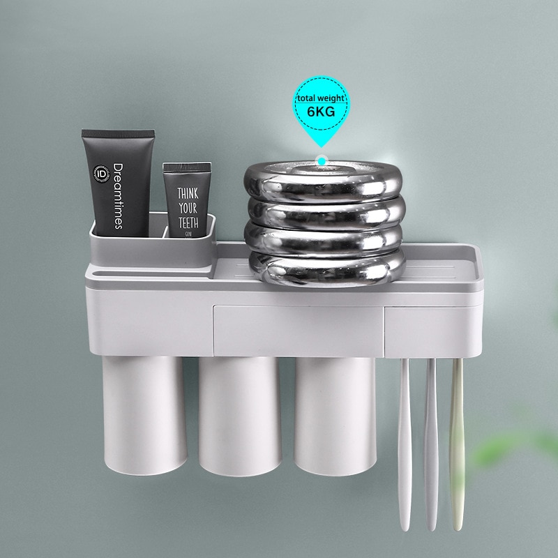 Badkamer Accessoires Tandenborstel Houder Set Tandpasta Organizer Tandenborstel Rack Wall Mount Magnetic Adsorptie Met Cup