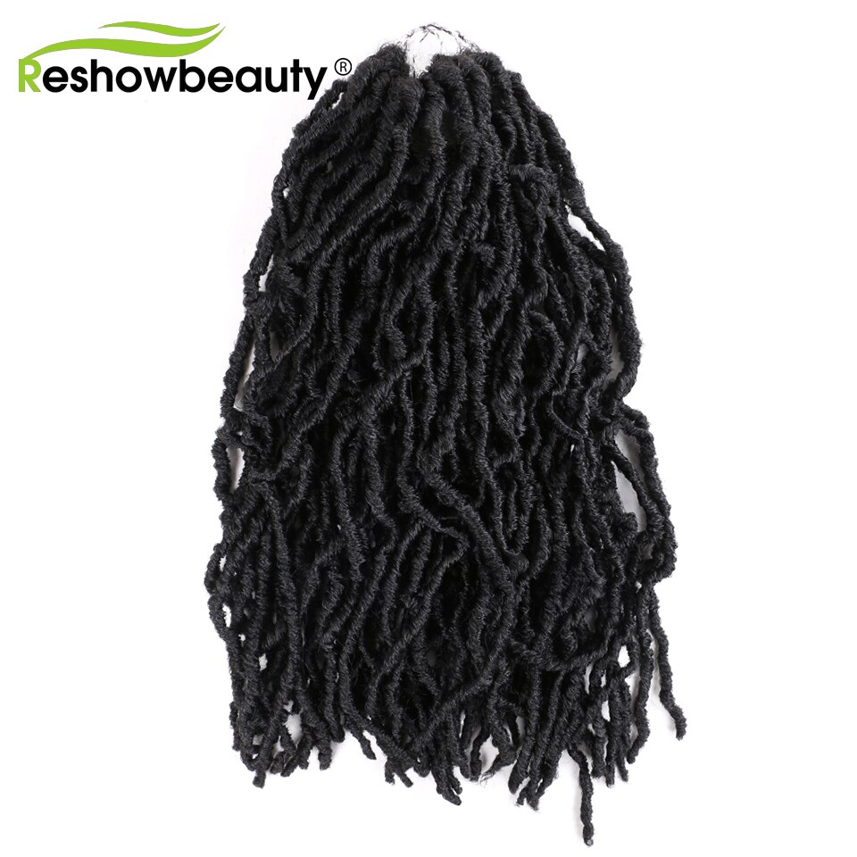 Synthetic Faux Locs Crochet Hair 24 Inch 110g Dreadlocks Crochet Braiding Hair 20 Strands/Pack Nu Faux Locs Braids Reshowbeauty: #1B