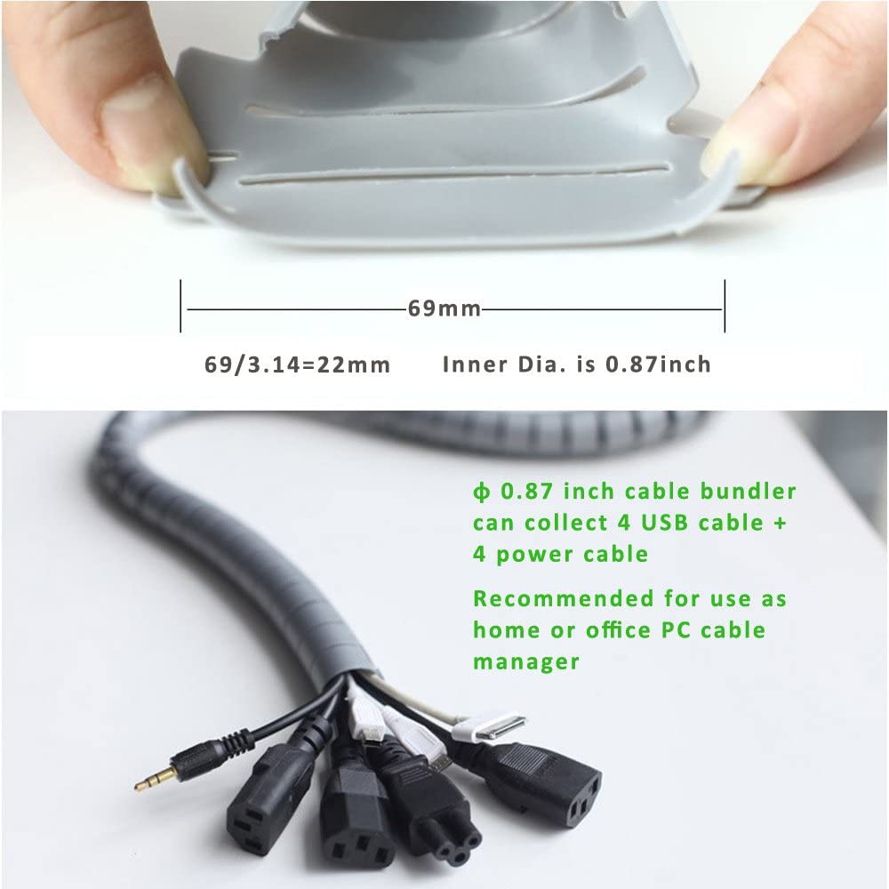 Cable Bundler Organizer Flexible & Expandable Cable Management Sleeve Coiled Tube Cable Collector- Dia. 22 mm, 100 cm Length