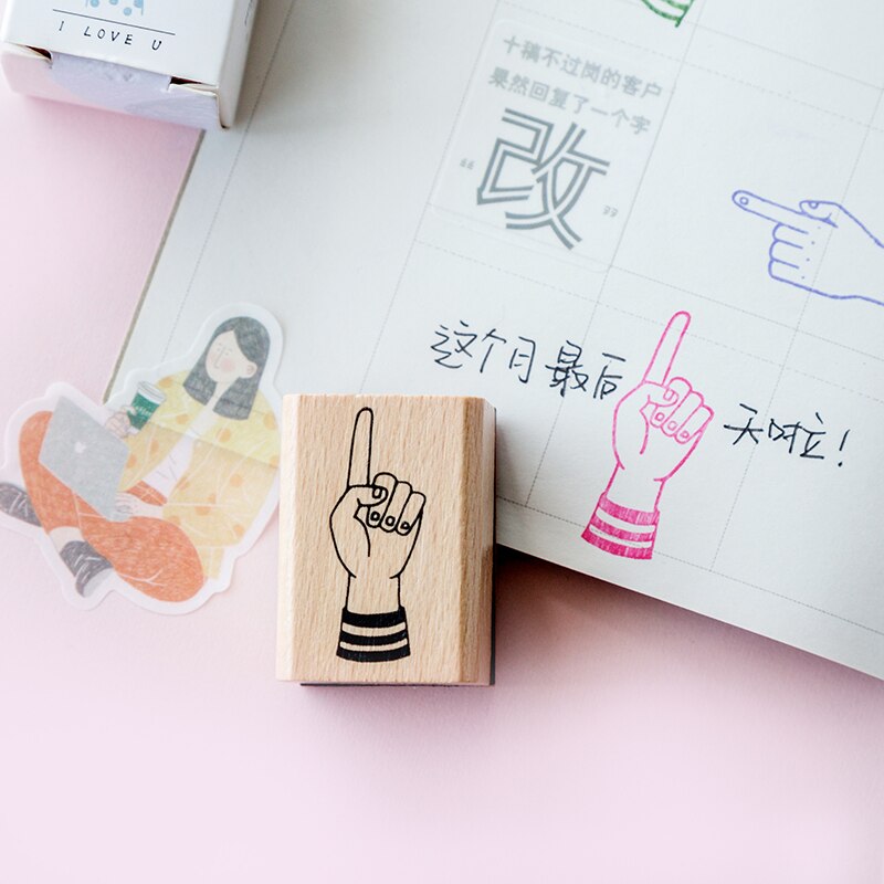 Sello de goma de madera para decoración de series de gestos Vintage de XINAHER, sellos para álbum de recortes, papelería, sello estándar para manualidades DIY