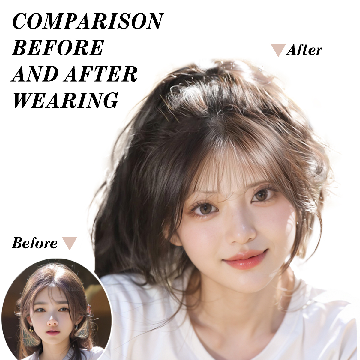 Flequillo de pelo sintético Natural, accesorios para el cabello, extensión de cabello con Clip para la frente para mujer con curvatura Natural de patillas