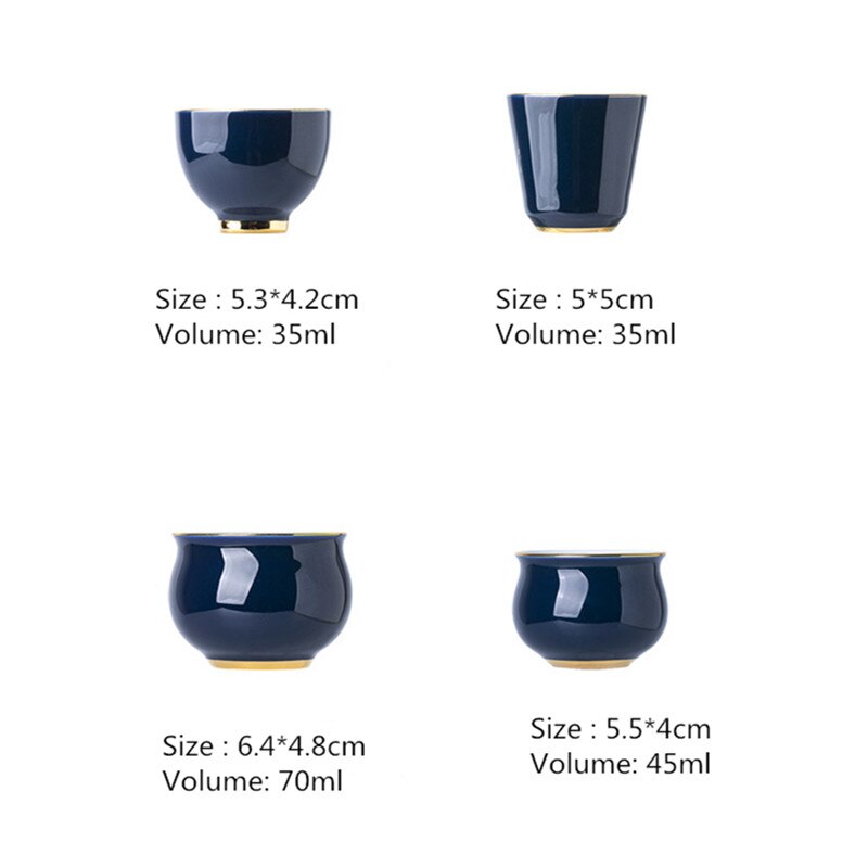 Porcelain small tea bowl master cup accessories Blue glaze ceramic tea cup zen home small teacup