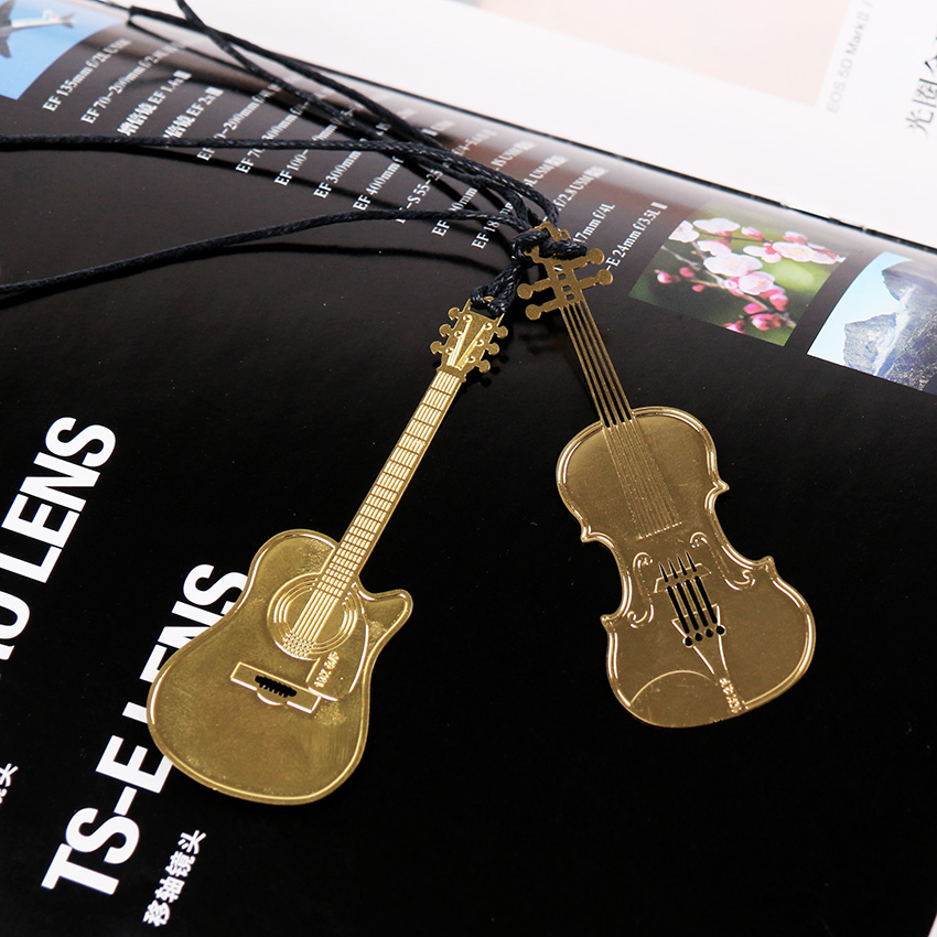 Marcapáginas de Metal Vintage, instrumentos musicales, Clip de papel para libro, notas, 6 tipos disponibles, 1 ud.