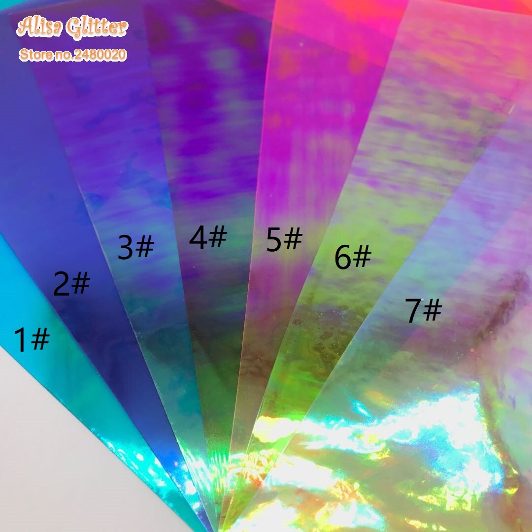 1PCS A4 SIZE 21X29cm Alisa Glitter Transparent Vinyl Fabric Iridescent PVC Clear PVC For DIY K60