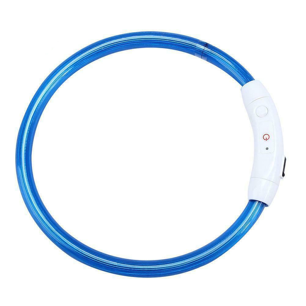 USB Rechargeable LED Dog Pet Collar Flashing Adjustable Safety Light Neck Chain H99F: M / Blue