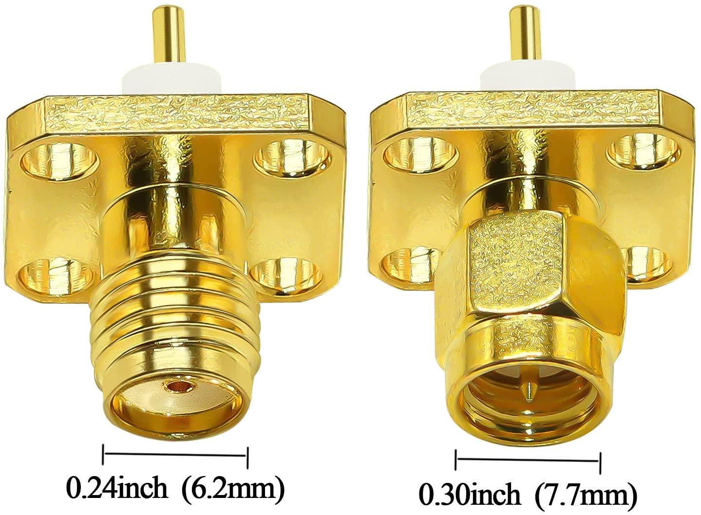 Lot/2Type 2pc/lot SMA Panel Mount Connector SMA Male Plug 4Hole Flange Chassis Solder Coax Adapter SMA Female Jack PCB Converter