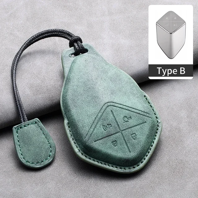 4 Buttons Car Remote Key Case Cover for Changan Deepal S7 SL03 Leather Car Key Shell Fob Holder Protector Keychain for Deepal: Dark Grey