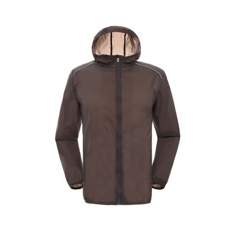 Outdoor Ultra-thin Waterproof Breathable uv protection shirt Quick Drying Hiking Climbing Zipper shirts: Brown / S
