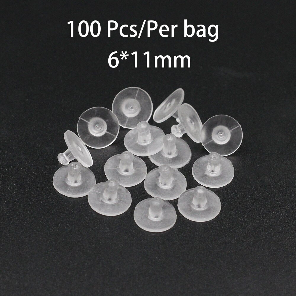 100 Stks/partij Gold Post Noten Silicon Stud Earring Back Geblokkeerd Oor Inpluggen Voor Oorbellen Stoppers Sieraden Maken Accessoires: Rubber