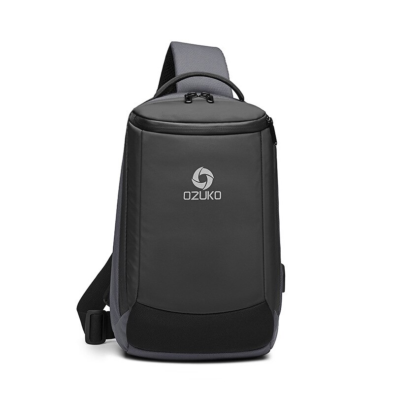 OZUKO Geschäft Brust Tasche Wasserdichte Crossbody Handtasche USB Ladung Schulter Tasche iPad Telefon Pack Anti-diebstahl Brieftasche: dunkel Grau