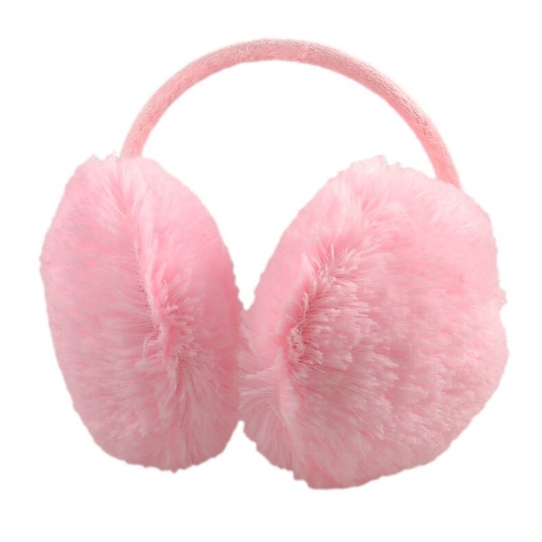 Woman Pink Plush Fluffy Back Ear Cover Warmer Muffs Earmuffs: Default Title