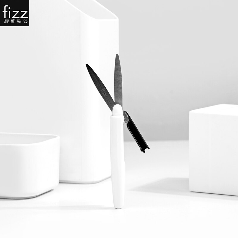 Fizz Stainless Steel Portable Self-Locking Safety Scissors Pen Scissors Utility K-nife Manual Sewing Scissors For Office