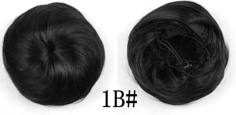 Vreugde &amp; Beauty 16 Kleur Krullend Chignon Hittebestendige Synthetische Clip In Hair Extensions Diameter 12 Cm Voor Vrouwen: #1B