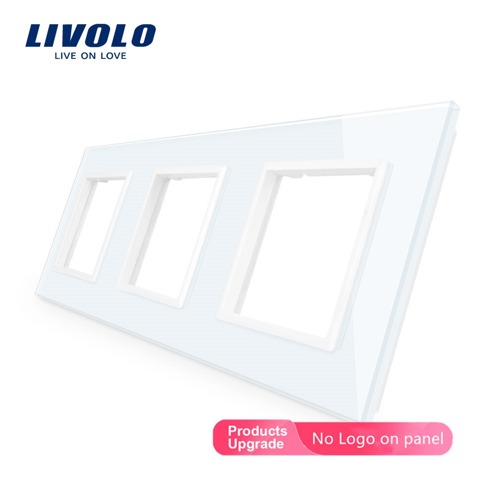 Livolo, cristal de perla blanco de lujo, estándar de la UE, Panel de cristal Triple para interruptor de pared y enchufe, VL-C7-SR/SR/SR-11: white