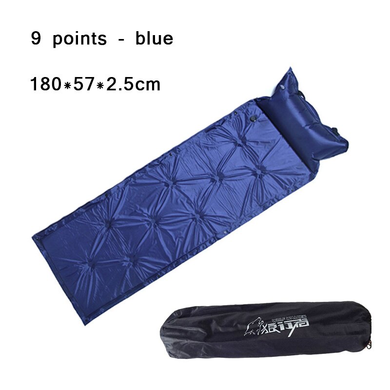 Sove seng camping rullemåtte selv oppustelig oppustelig pude luftmadras taske camping pad picnic strandmåtte sandmåtte: B013- blå -9- point