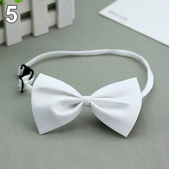 Leuke 1 Stuk Leuke Effen Kleur Verstelbare Pet Bow Tie Hond Kraag Strik Strikjes Gentleman Hond Vlinderdas pet Supply: WHITE