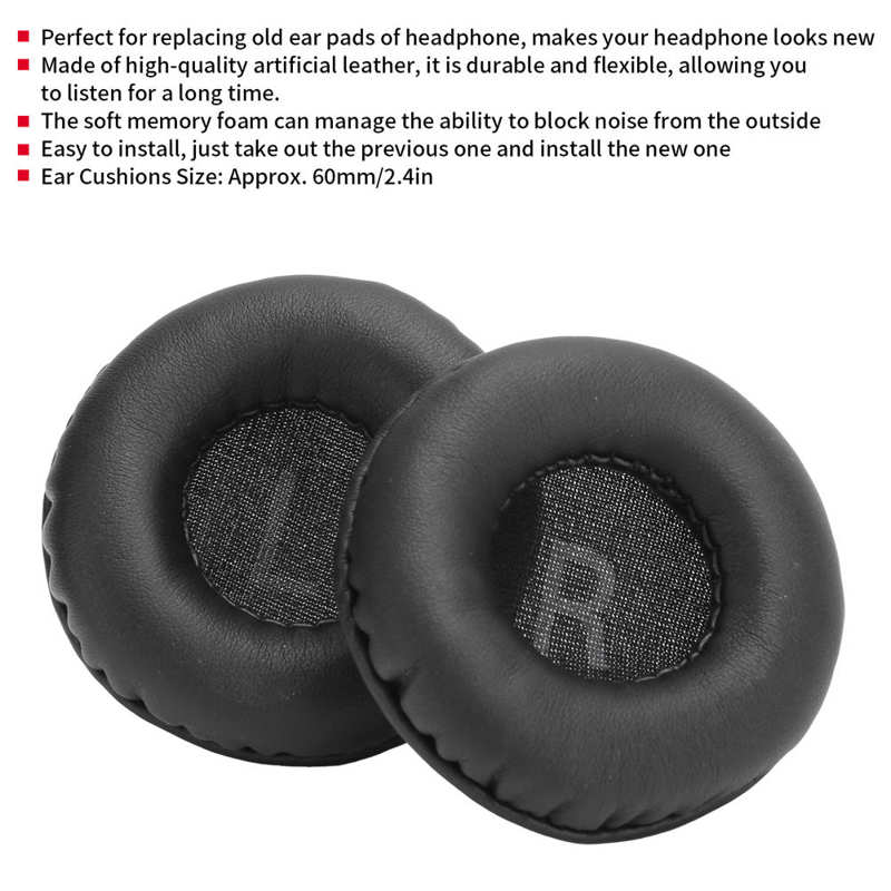 Ear Cushions 60MM Universal Headphone Ear Cushions Replacement Headset Foam Ear Pads L/R Lettering L/R Lettering Ear Pads
