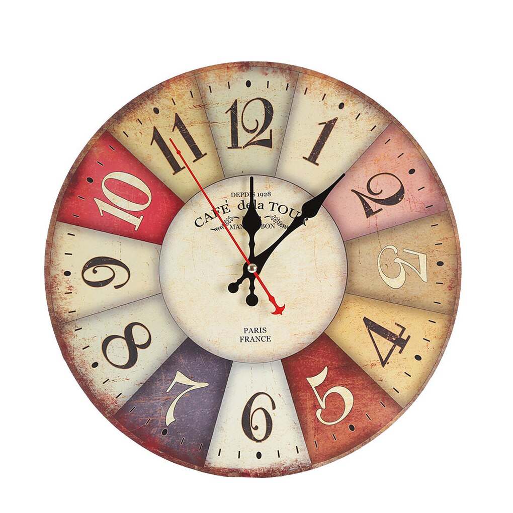 30cm Retro Round Bedroom Living Room Digital Dial Mute Wall Clock Imitative Wood Hanging Clock: NO5