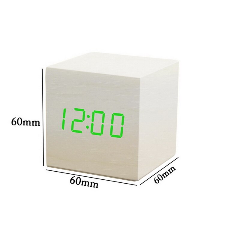 Voice Control LCD Screen Thermometer Clocks indoor Humidity Monitor Electronic Digital Display Temperature Alarm Clock Calendar: white green