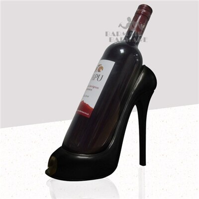 High Heel Shoe Wine Bottle Holder Stylish Rack Basket Accessory for Home Bar Tools: Black