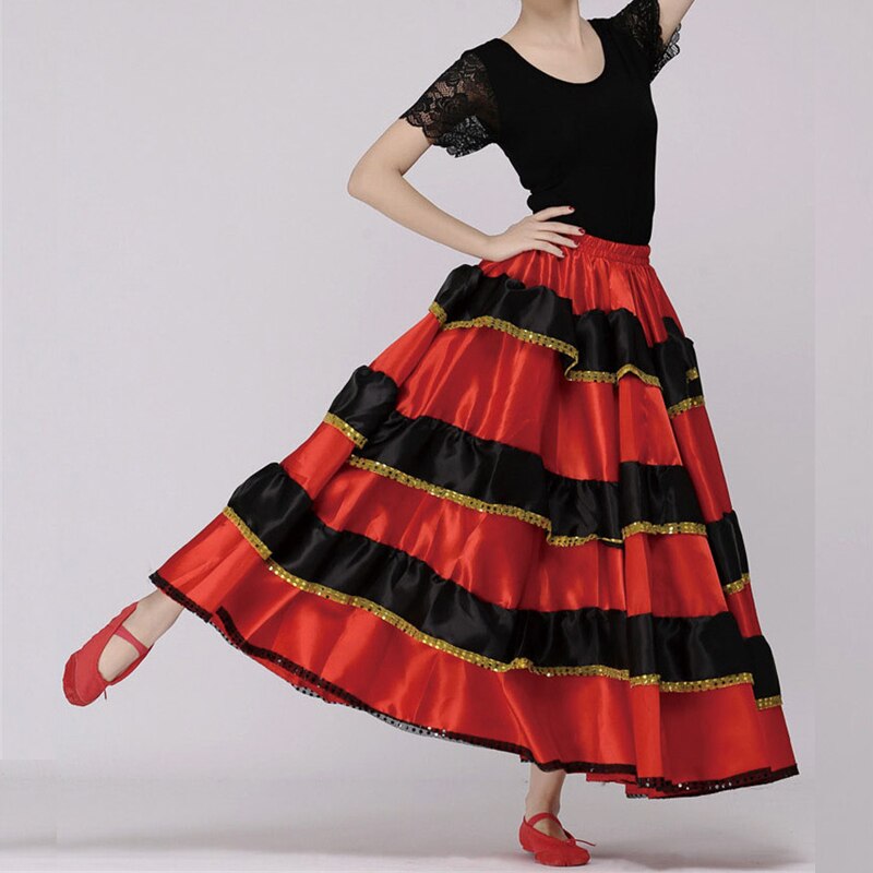 Jupe Flamenco espagnole pour femmes, robe de danse, Costumes, spectacle sur scène, fête, rouge, vêtements féminins