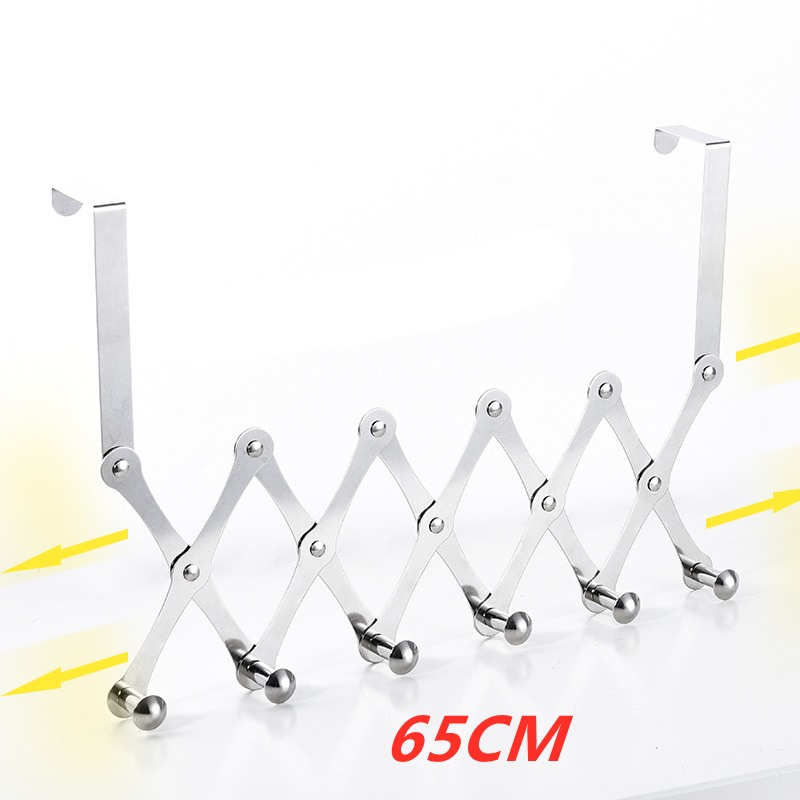 Gancho plegable de acero inoxidable para colgar en la puerta, colgador para sombreros, bolsas, corbata, bufanda, llave, 1 ud.: Silver         65CM