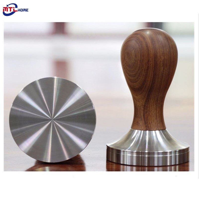 51/53/58/58.35mm Coffee Tamper Wooden Handle Barista Espresso maker Grinder with 304 stainless steel base مطحنة القهوة