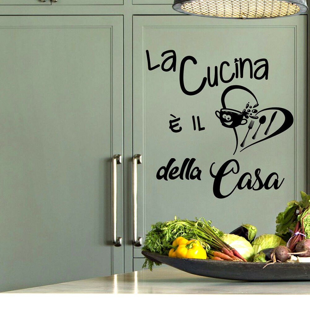 Muurstickers Zeggen Zinnen Italiaanse Quote "De Keuken Is Het Hart Van Het Huis" Diy Art Decals