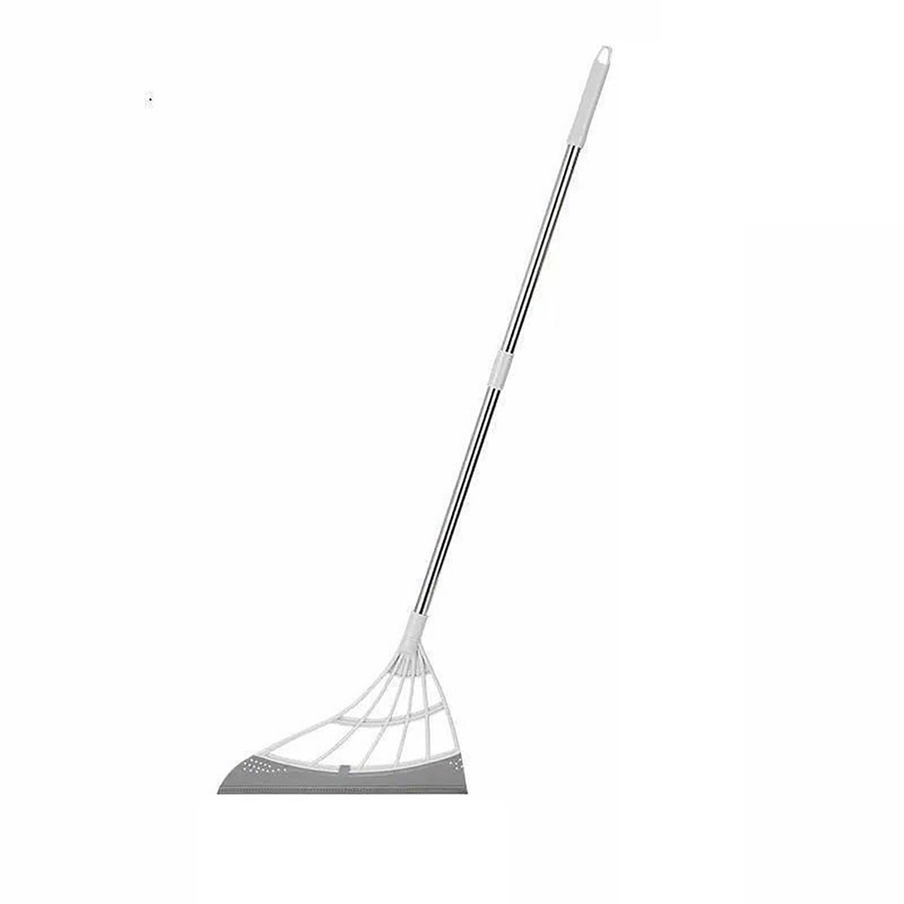 Foldable Magic Wiper Broom Mop Wiper Silicone Floor Clean Windows Pet Removal Brushes Non-stick Hair Sweeping Household Broom: Gray scalable