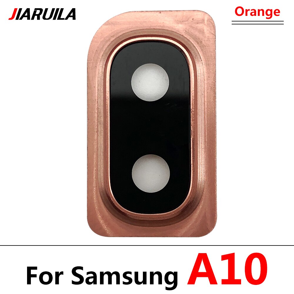 Back Camera Glass Lens + frame For Samsung Galaxy A10 A30 A40 Rear Housing Back Cover With Metal Frame Holder Replacemen: A10 orange