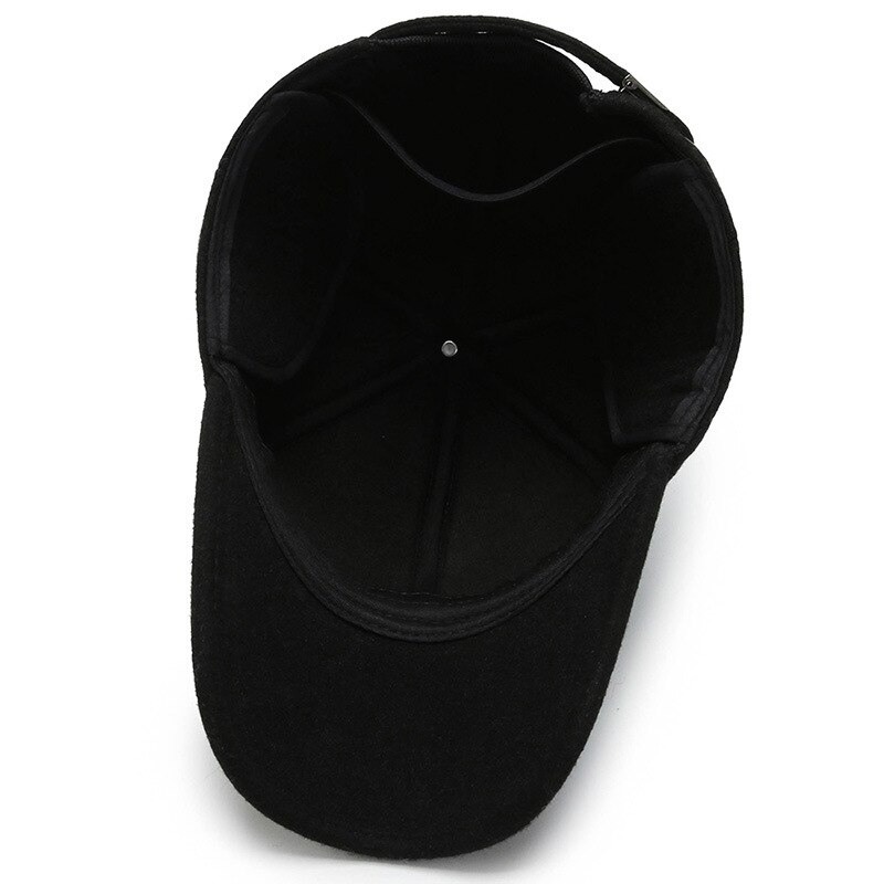 Mannen Winter Warm Baseball Caps Met Oorkleppen Winddicht Fleece Winter Oorklep Cap Piekte Baseball Cap Met Oorbeschermers Metalen Gesp