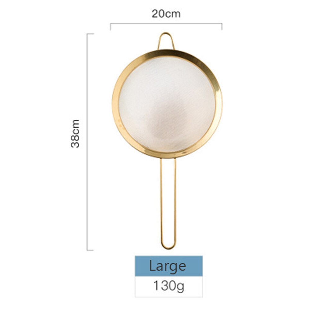 Stainless Steel Fine Mesh Oil Strainer Golden Flour Sifter Sieve Colanders Flour Coffee Mesh Filter Baking Tools Kitchen Bakware: Gold-20CM