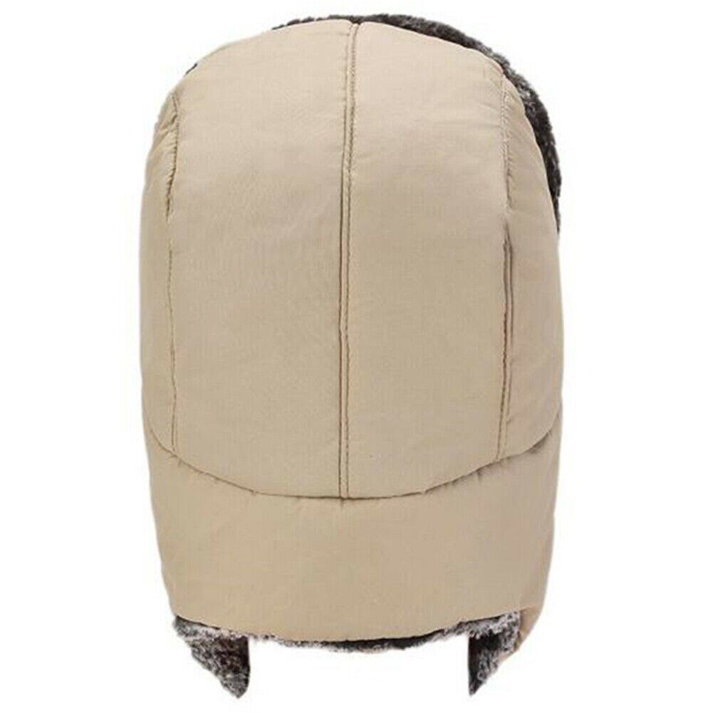 Mens Causual Trapper Aviator Trooper Hat Warm Fur Earflap Thicken Ski Mask Cap Windproof Bomber Hats Black Gray Red Khaki