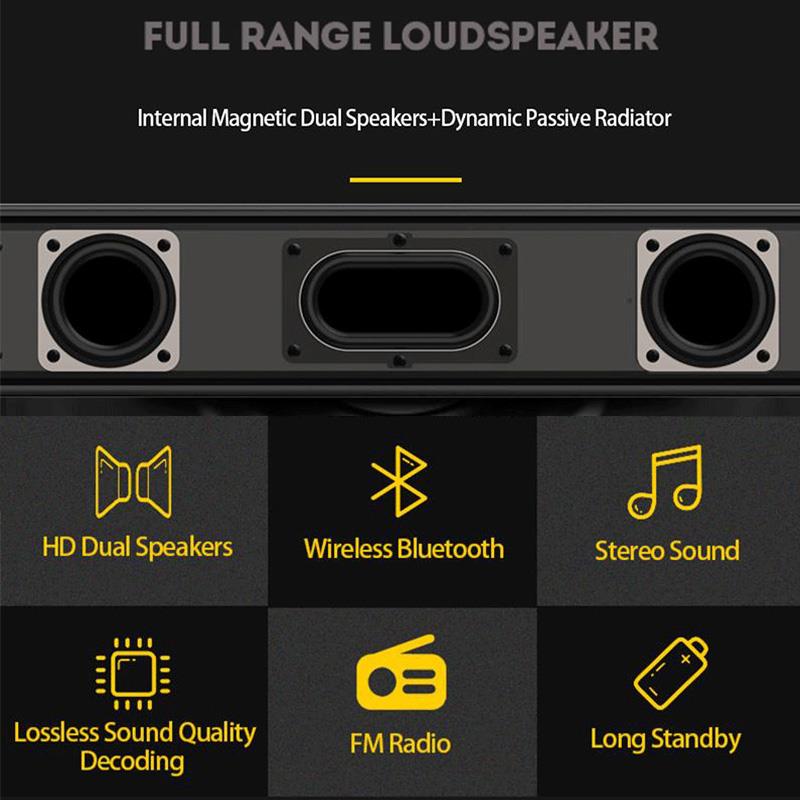 20W Bluetooth Soundbar Wireless Speaker FM Music Home Theater Column Surround Stereo Sound Bar System For TV PC Smartphone