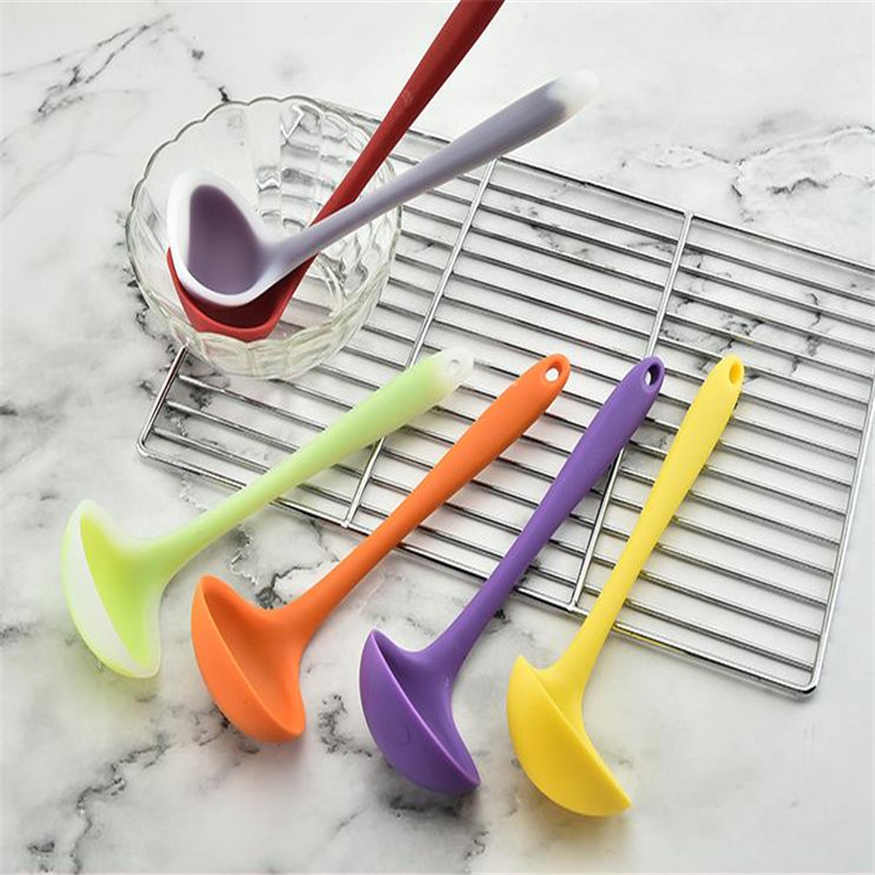 Antihandtag soppsked silikonsked hög temperatur nonstick genomskinlig köksredskap inte skada sked
