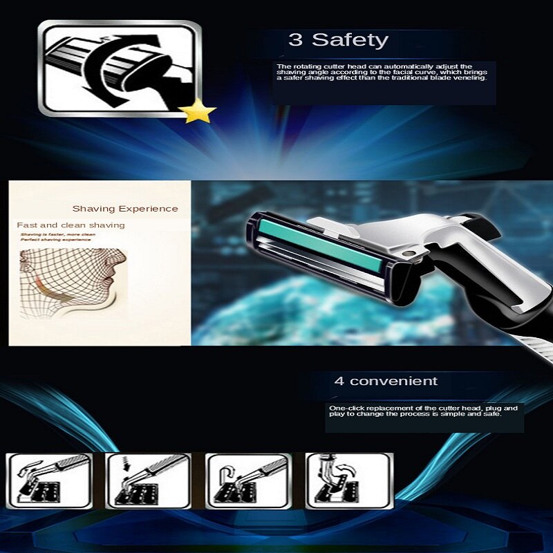 Double Layer Manual Shaver Manual Razor Blade Shaving Razor 2 Layer Vintage Stainless Steel Cutter Head Knife Rest