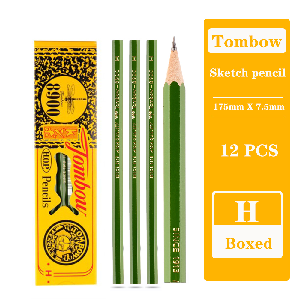 12pcs Japanese Tombow 8900 Wooden Pencils Classic Sketching Classic Hexagonal Wood Stationery Drawing Pencil Set: 12 Pcs H
