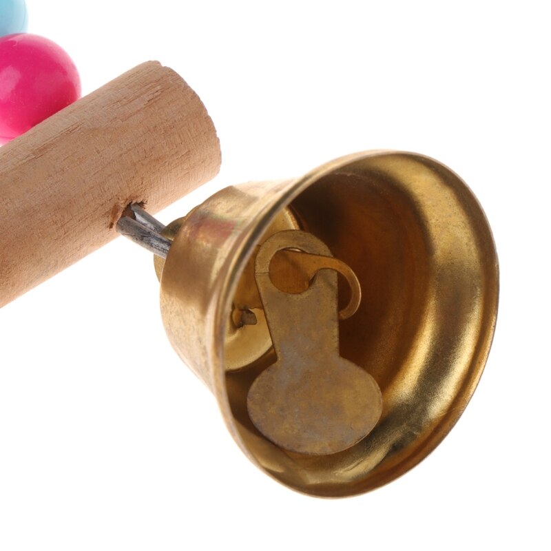 Natural Wooden Parrots Swing Toy Birds Perch Hanging Swings Cage With Colorful Beads Bells Toys Bird Supplies