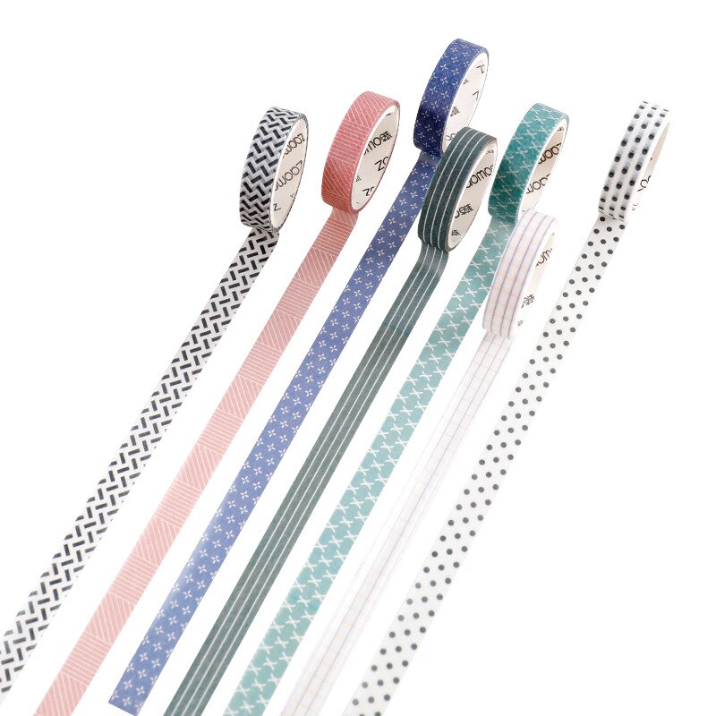 5 rolls/set Grid Dot Washi Tape Label Masking Tape Kawaii Decorative Adhesive Tape For Stickers Scrapbooking Japanese Tape