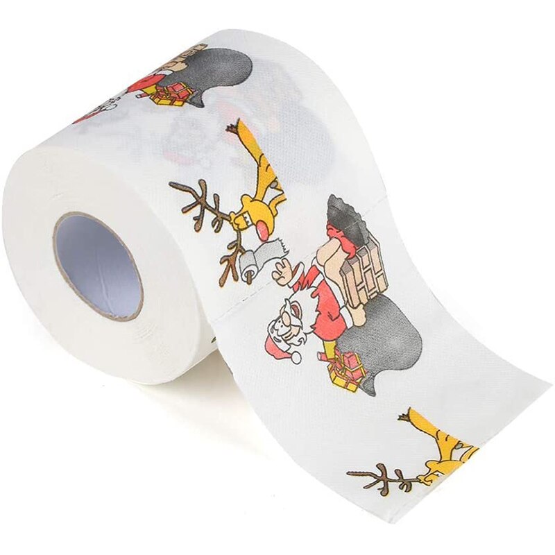 2 Layers 15 Rolls of Merry Christmas Hand Roll Paper Santa Printing Roll Paper