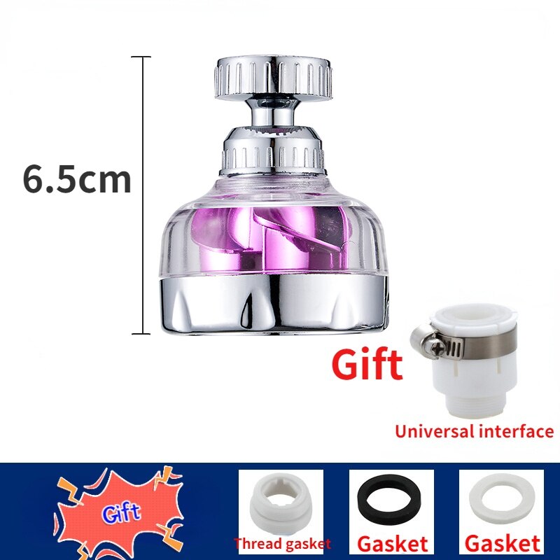 360 ° Rotatie Keukenkraan Badkamer Kraan Beluchter Waterbesparing Hoge Druk Nozzle Tap Adapter Badkamer Sink Spray Douche: 6.5cm purple