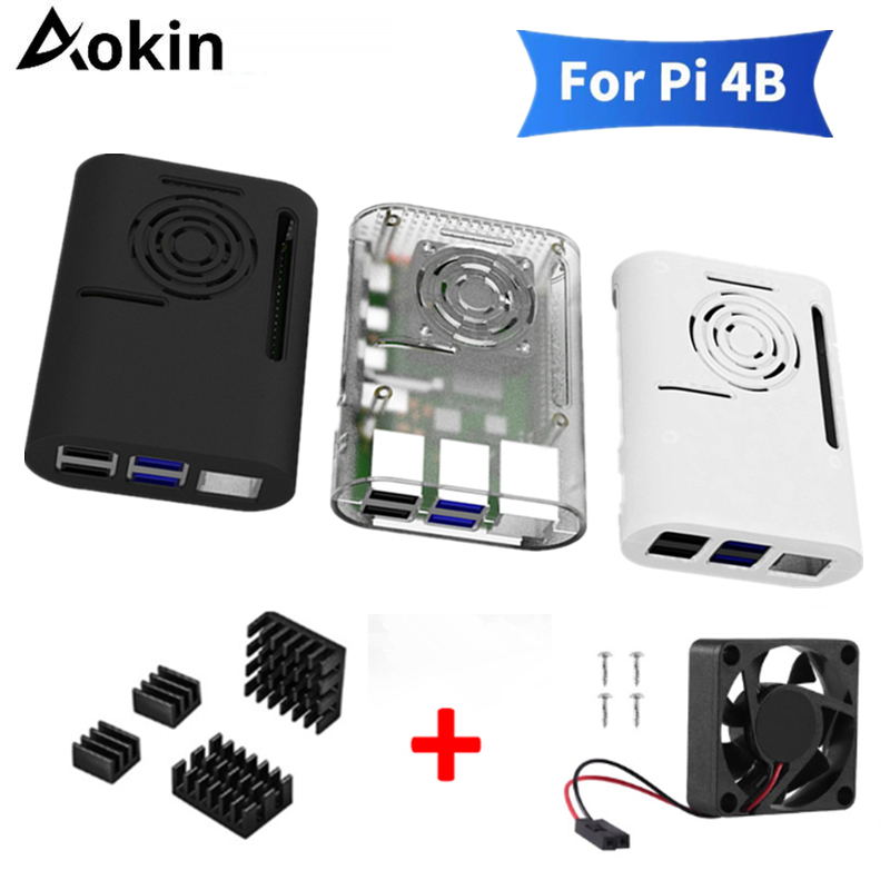 Aokin Raspberry Pi 4 Model B Case met Cooling Fan Heatsink Aluminium Koellichaam Voor Raspberry pi 4 4B Cover