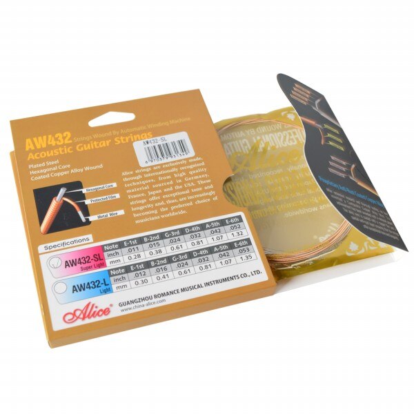 Corde per chitarra acustica Alice AW432 1 impostato 011-052, 012-053 parti di Guitarra antiruggine avvolte in lega di rame super leggera: AW432SL