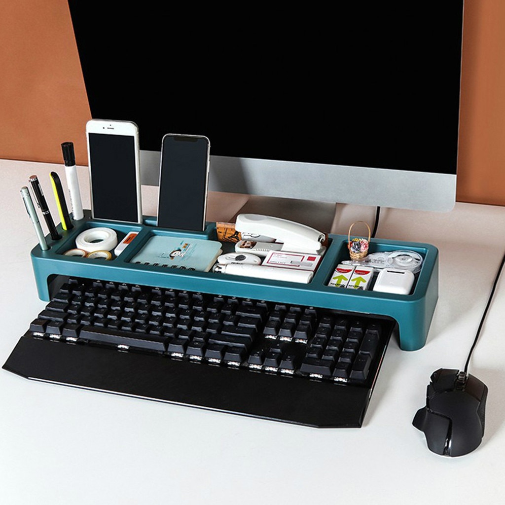 Table Desktop Storage Organizer Holder Keyboard Drawer Office Racks Shelf