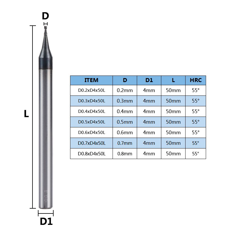 Xcan 1Pc 0.2-0.9Mm Tiain Micro Flat End Mill 4Mm Schacht 4 Fluit Frees Hrc 55 Mirco Carbide Cnc Graveren Bit Router Bit