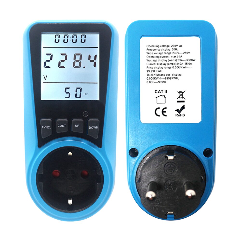 KETOTEK AC 230V 50Hz Energie Meter EU/UNS/FR Stecker Steckdose Digital Wattmeter Watt Energie Monitor zeit EU Buchse Analysator: Default Title