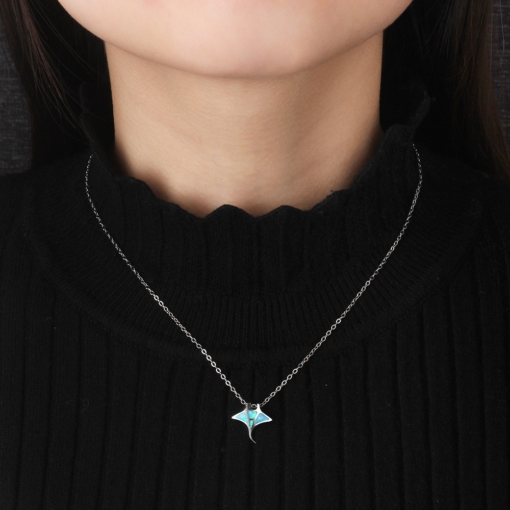 Böhmen süße Quallen-Anhänger-Halskette für Frauen, Inlay, blauer Opal-Imitationen-Halskette, Hochzeitsschmuck, Weihnachtsgeschenke für Sie