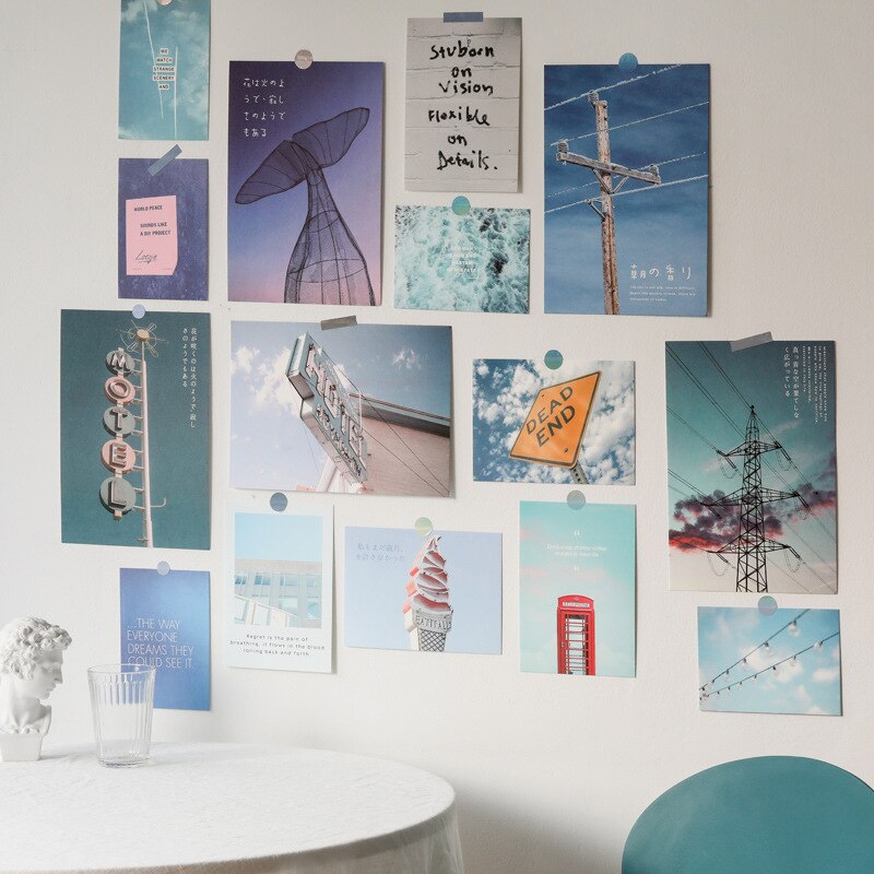 15 stk nordisk vægdekoration kort papir plakat soveværelse maleri foto tapet klistermærker dekoration bar cafe tegning maleri