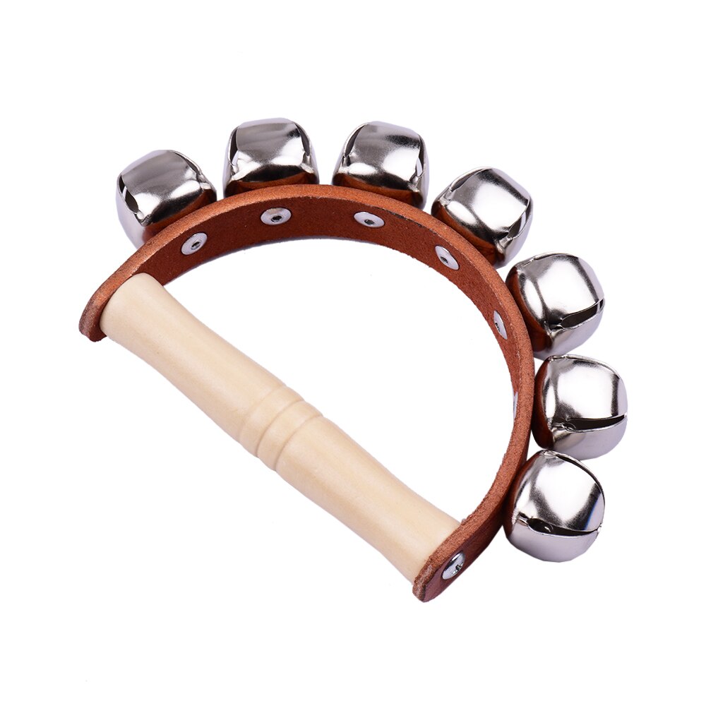 Handbell Hand Bells with 5pcs Jingle Bells Wood Handle Musical Instrument Baby Toy for Music Class Party Game